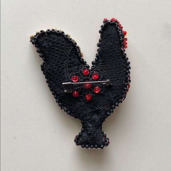 NWOT Handmade beaded sequin rooster brooch - Picture 3 of 6